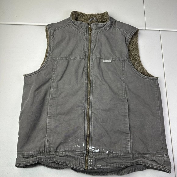 Wolverine Sherpa Lined Canvas Outdoor Work Vest Full Zip Size L Used - Picture 1 of 10